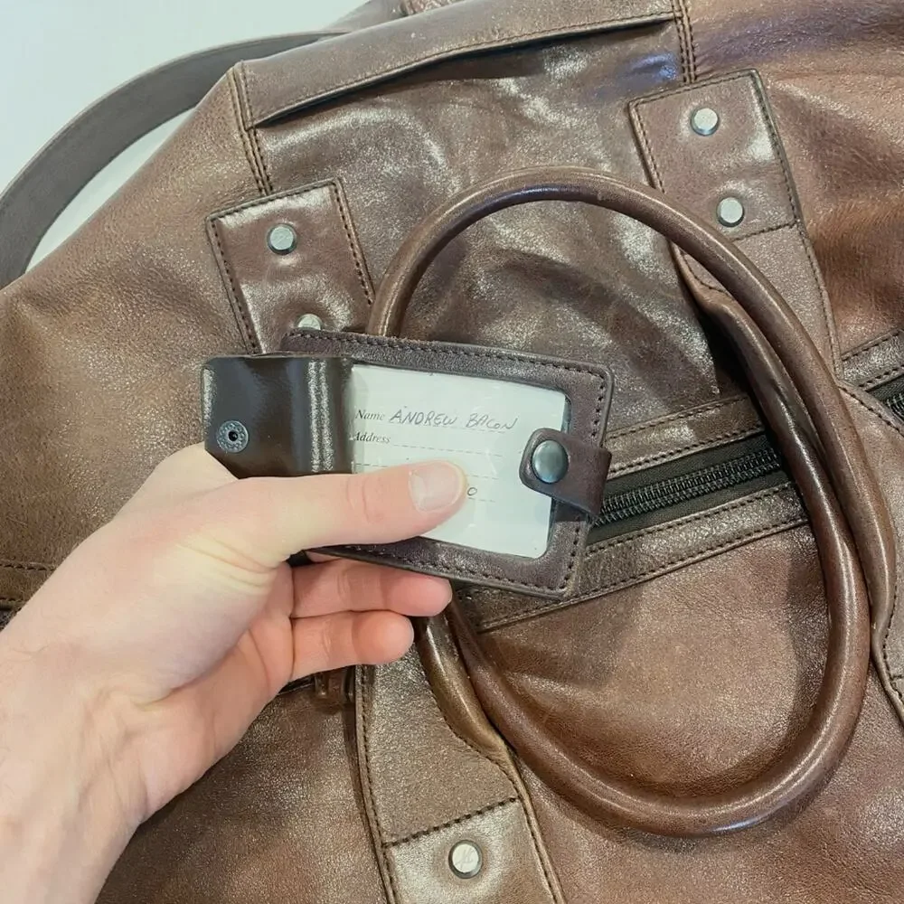 Kenneth Cole Leather Weekender Duffle Bag
